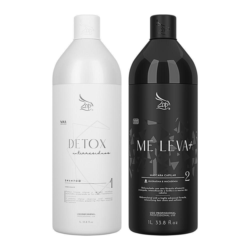 Escova Progressiva Zap Me Leva Black + Shampoo Detox 1 Litro - 1