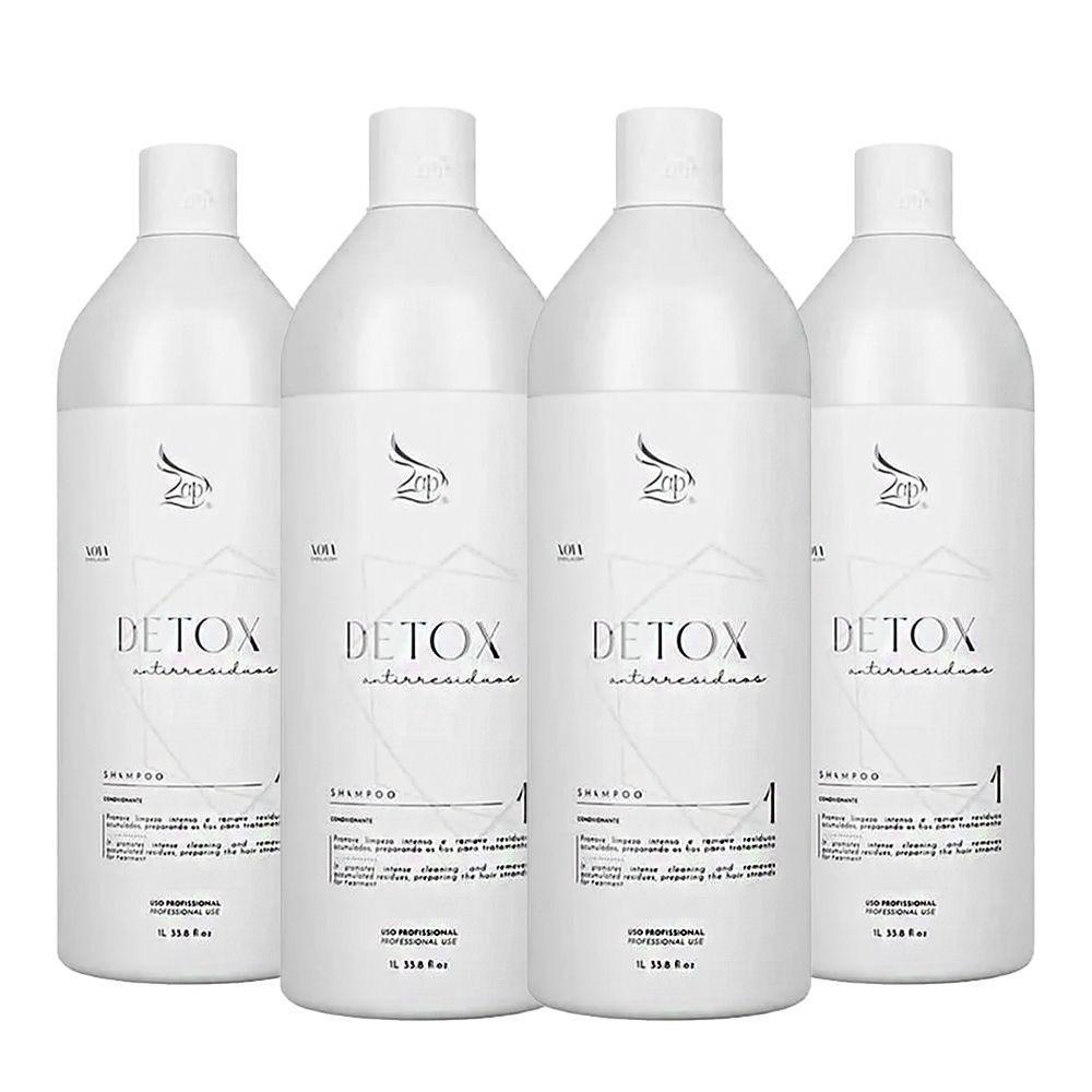 Kit 4 Shampoo Anti-resíduos Detox Zap Limpeza Profunda 1 Litro - 1