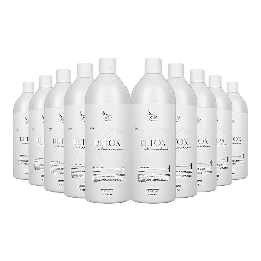 Kit 10 Shampoo Anti-resíduos Detox Zap Limpeza Profunda 1 Litro - 1
