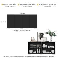 Aparador Buffet 4 Portas com Pés Quadrados Preto/branco - 2