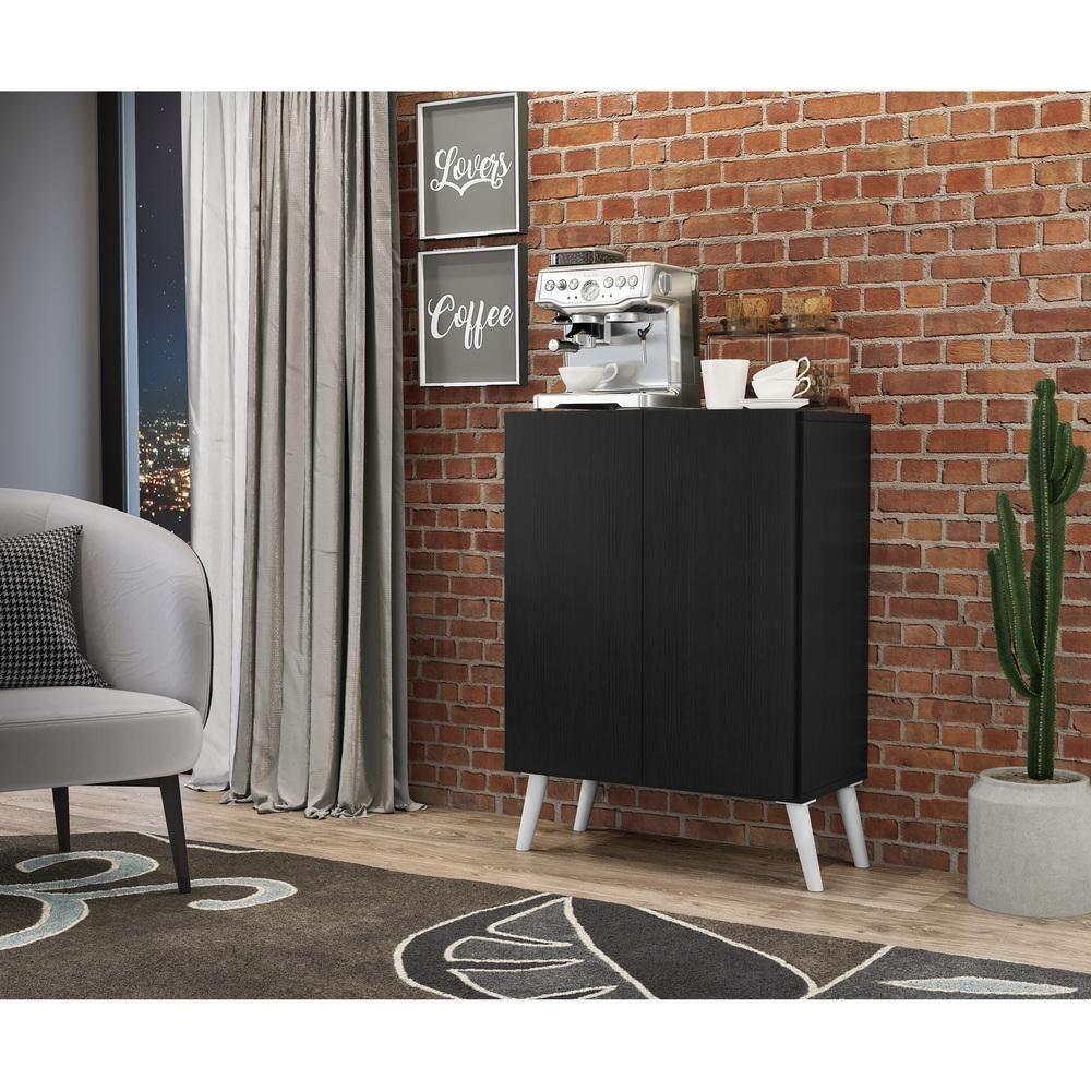 Aparador Cantinho do Café Pés Retrô Preto /Branco - 5