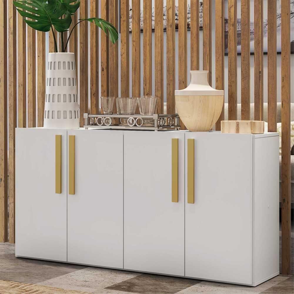 Aparador Buffet 4 Portas Viena V3604 Branco/Natural - 7