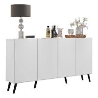 Aparador Buffet 4 Portas Retrô Veneza Multimóveis V3556 Branco/Preto Branco/Preto - 1