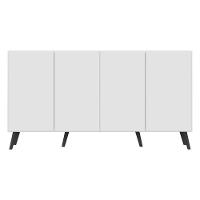 Aparador Buffet 4 Portas Retrô Veneza Multimóveis V3556 Branco/Preto Branco/Preto - 3
