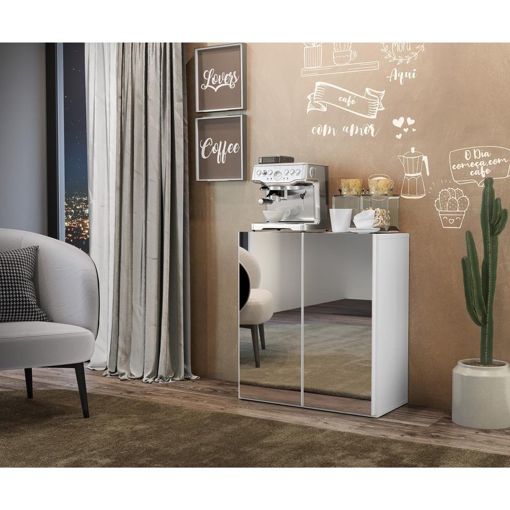 Aparador Cantinho Do Café Com Espelho 2 Portas Branco - 8