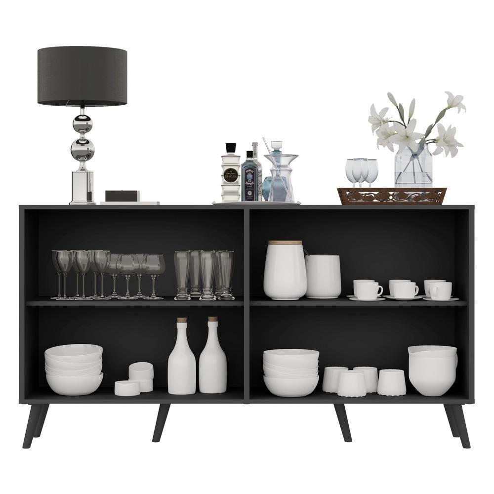 Aparador Buffet 4 Portas com Pés Retrô Preto - 5