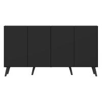 Aparador Buffet 4 Portas com Pés Retrô Preto - 2