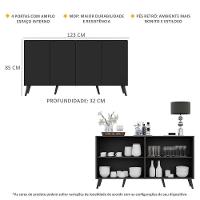 Aparador Buffet 4 Portas com Pés Retrô Preto - 3