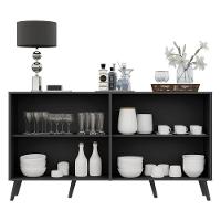 Aparador Buffet 4 Portas com Pés Retrô Preto - 5