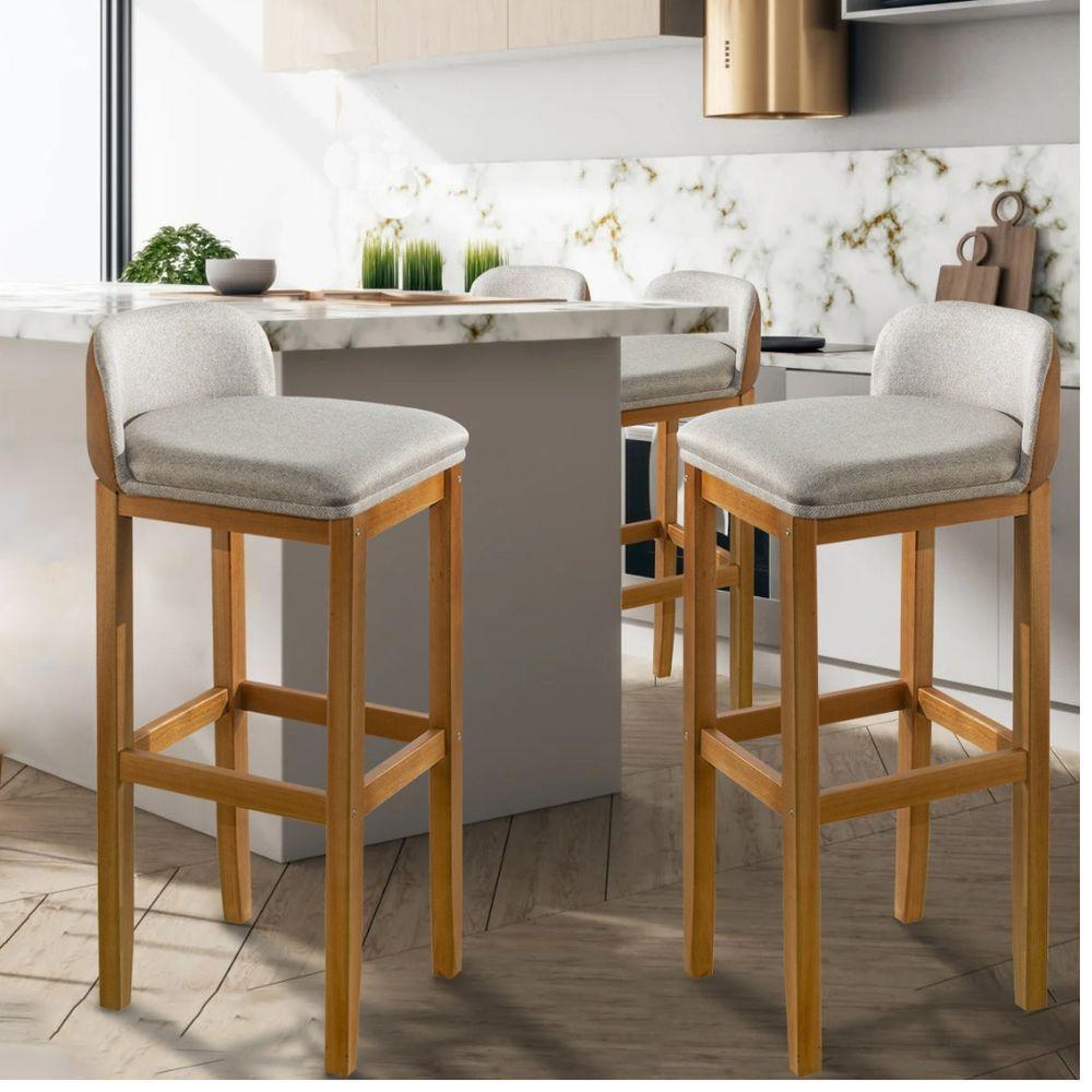 Kit 2 Banquetas Onix Design Courino Linho Eucalipto Maciço - 1