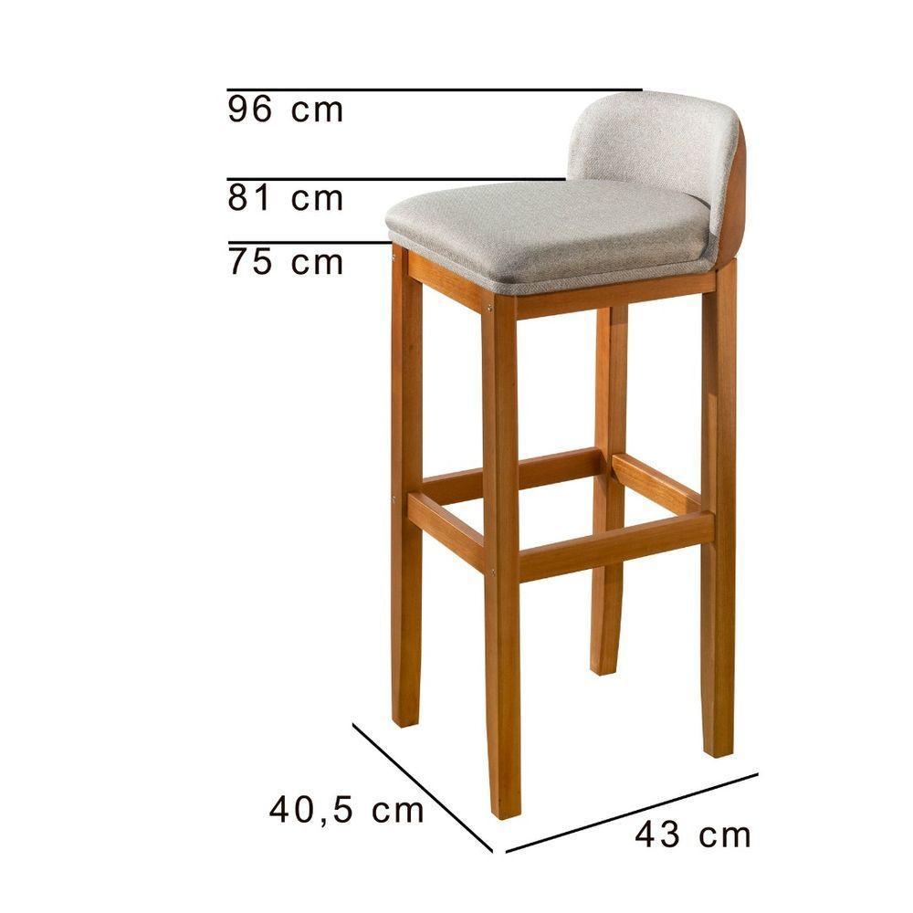 Kit 2 Banquetas Onix Design Courino Linho Eucalipto Maciço - 5