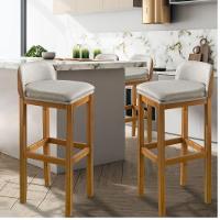 Kit 2 Banquetas Onix Design Courino Linho Eucalipto Maciço - 1