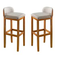 Kit 2 Banquetas Onix Design Courino Linho Eucalipto Maciço - 2