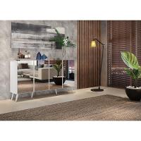 Aparador Buffet 4 Portas com Espelho e Pés Retrô Branco - 7