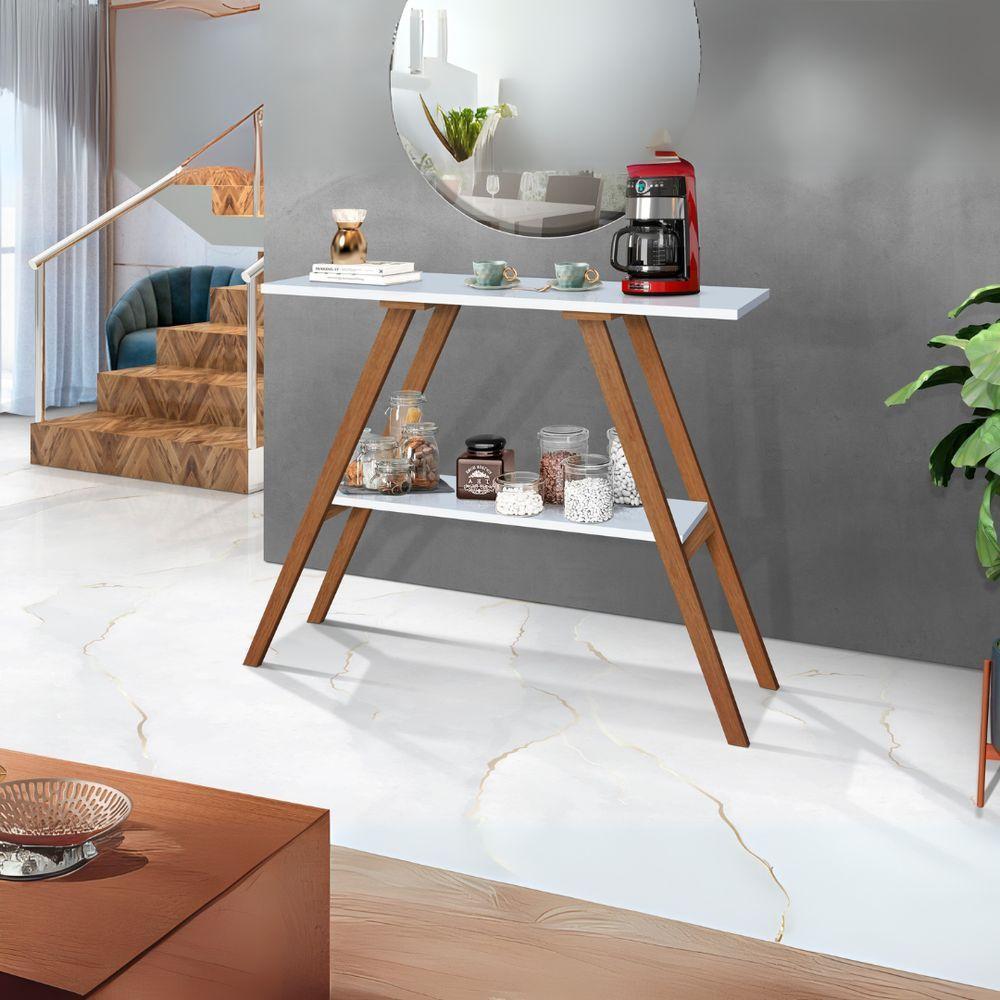 Aparador Cantinho Do Café Branco Sala Retro Pés De Madeira - 1