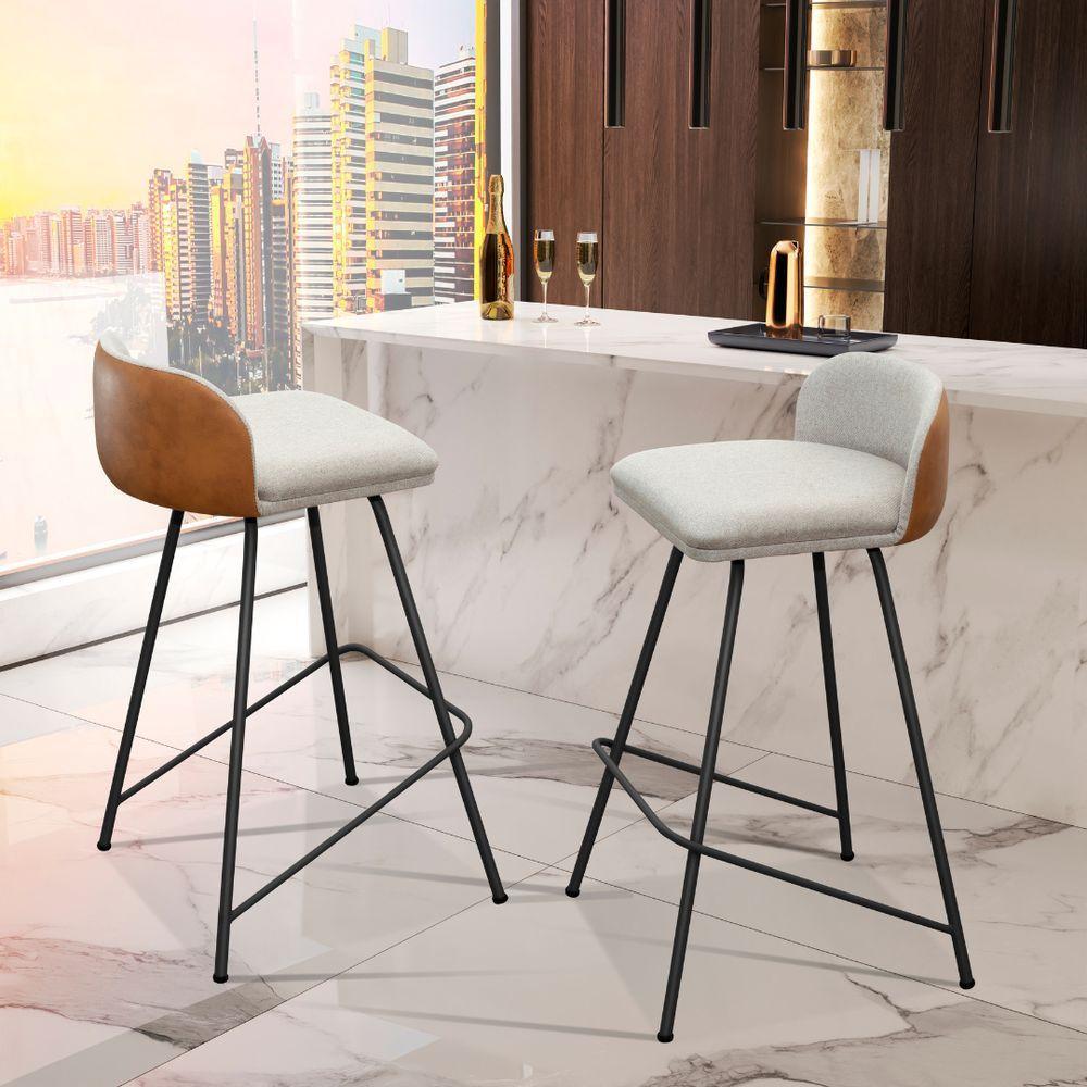 Kit 2 Banqueta Nobre Alta Balcão Cozinha Aço Cor Preta - 1