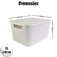 Caixa Organizadora Rattan 15 Litros Com Tampa - Praticidade E Estilo branca - 5