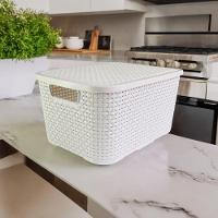 Caixa Organizadora Rattan 15 Litros Com Tampa - Praticidade E Estilo branca - 7