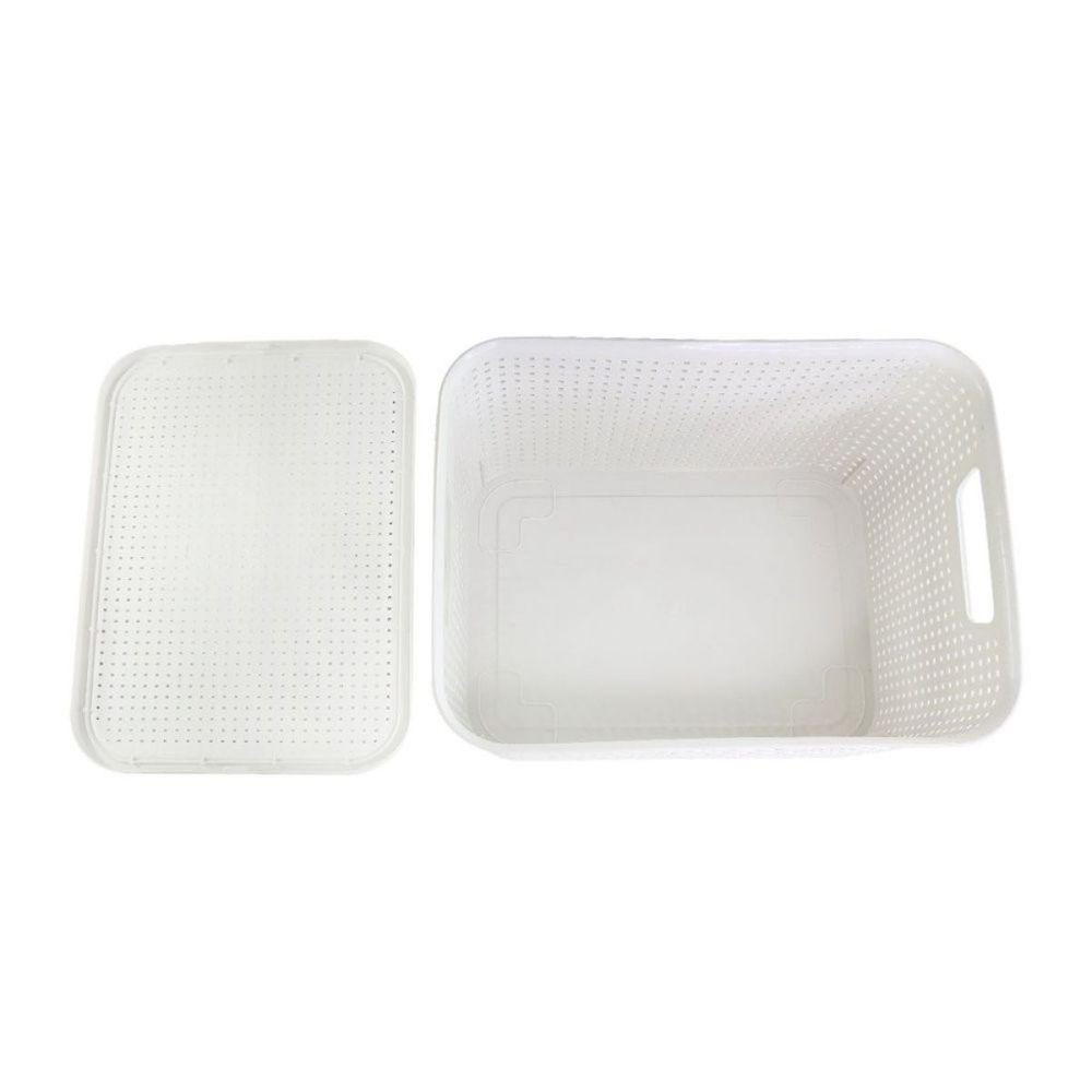 Kit Com 4 Caixas Organizadoras Rattan 15 Litros Com Tampa - Estilo E Praticidade branca - 7