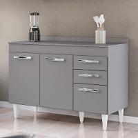 Balcão Gabinete Para Pia 120cm 3 Portas Com Tampo Suécia Cinza - Lumil - 2