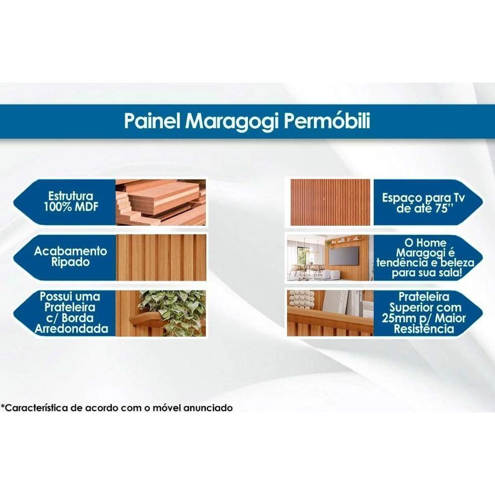 Estante P- Sala Até 70 Pol Moema-maragogi Ripado C- 4 Portas E Pés 180x197cm Off White-nature - Permóbili - 4