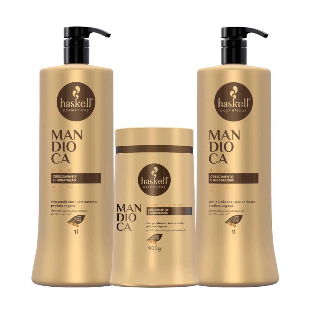 Kit Shampoo E Condicionador E Máscara Crescimento E Hidratação Haskell Mandioca - 1
