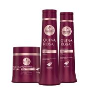 Kit Shampoo Condicionador E Máscara Quina Rosa Brilho Intenso E Maciez Haskell 500ml - 1