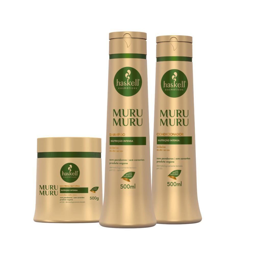 Kit Shampoo Condicionador E Máscara Para Nutrição E Recuperação Haskell Murumuru 500ml - 1