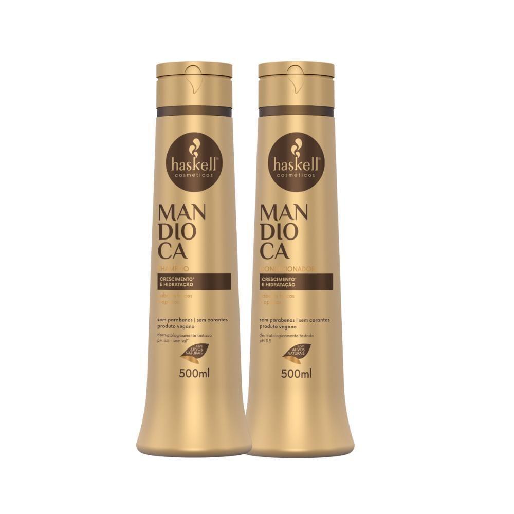 Kit Shampoo E Condicionador Para Hidratação E Fortalecimento Haskell Mandioca 500ml - 1