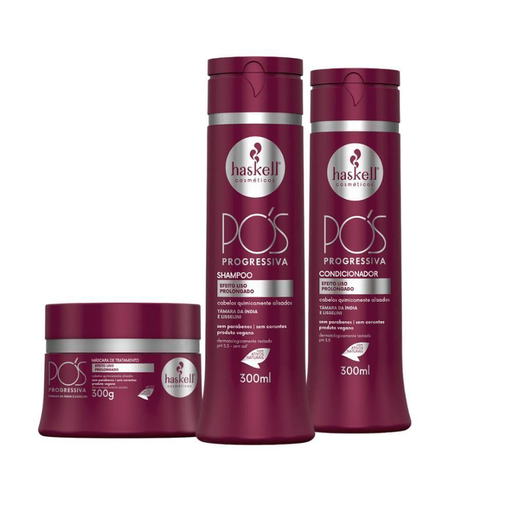 Kit Shampoo Condicionador E Máscara Alinhador Pós Progressiva Haskell 300ml - 1