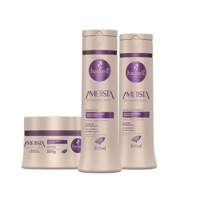 Kit Shampoo Condicionador E Máscara Desamareladora Ametista Haskell 300ml