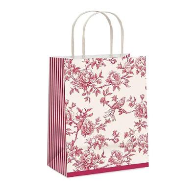 Kit Sacola De Papel Versalhes Vermelho/marfim Gg 39x32x16cm - 10 Un