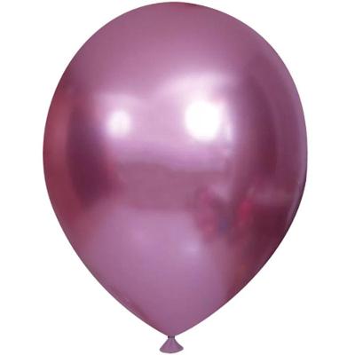 Balão Cromado Redondo 9 Liso Rosa - 25 Un