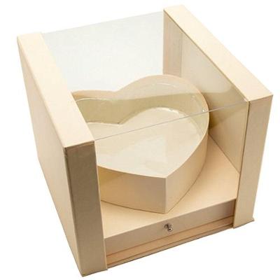 Caixa Quadrada De Acrílico Liso M 24,2x24,2x21cm Bege - 1 Un