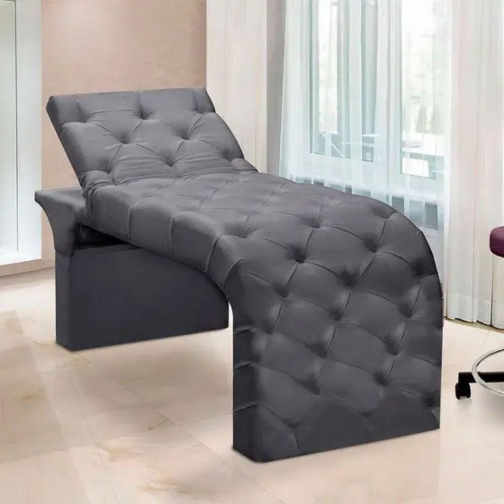 Maca Estofada Estética Cílios Regulável Spa Veludo Eloísa Cinza - 2