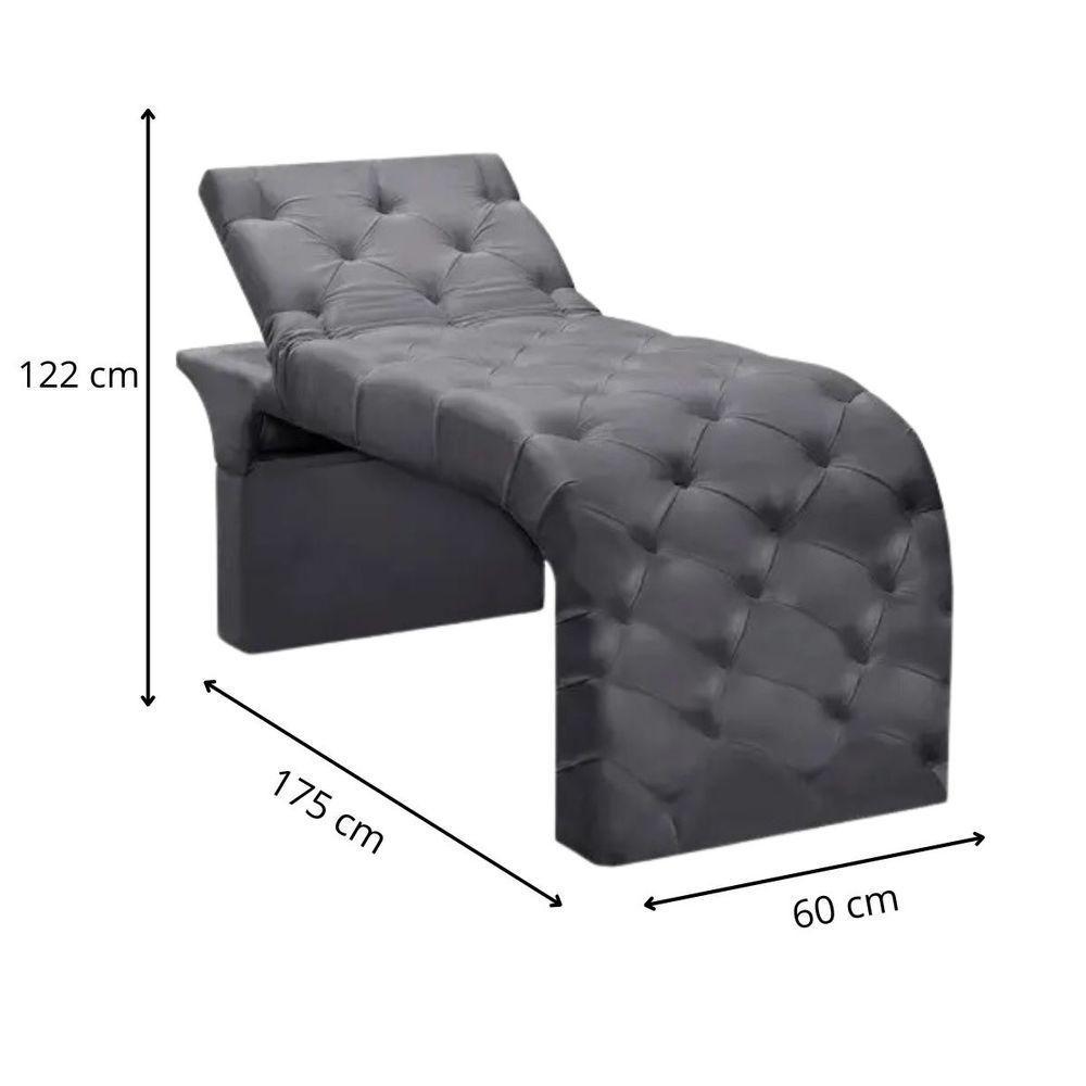 Maca Estofada Estética Cílios Regulável Spa Veludo Eloísa Cinza - 3