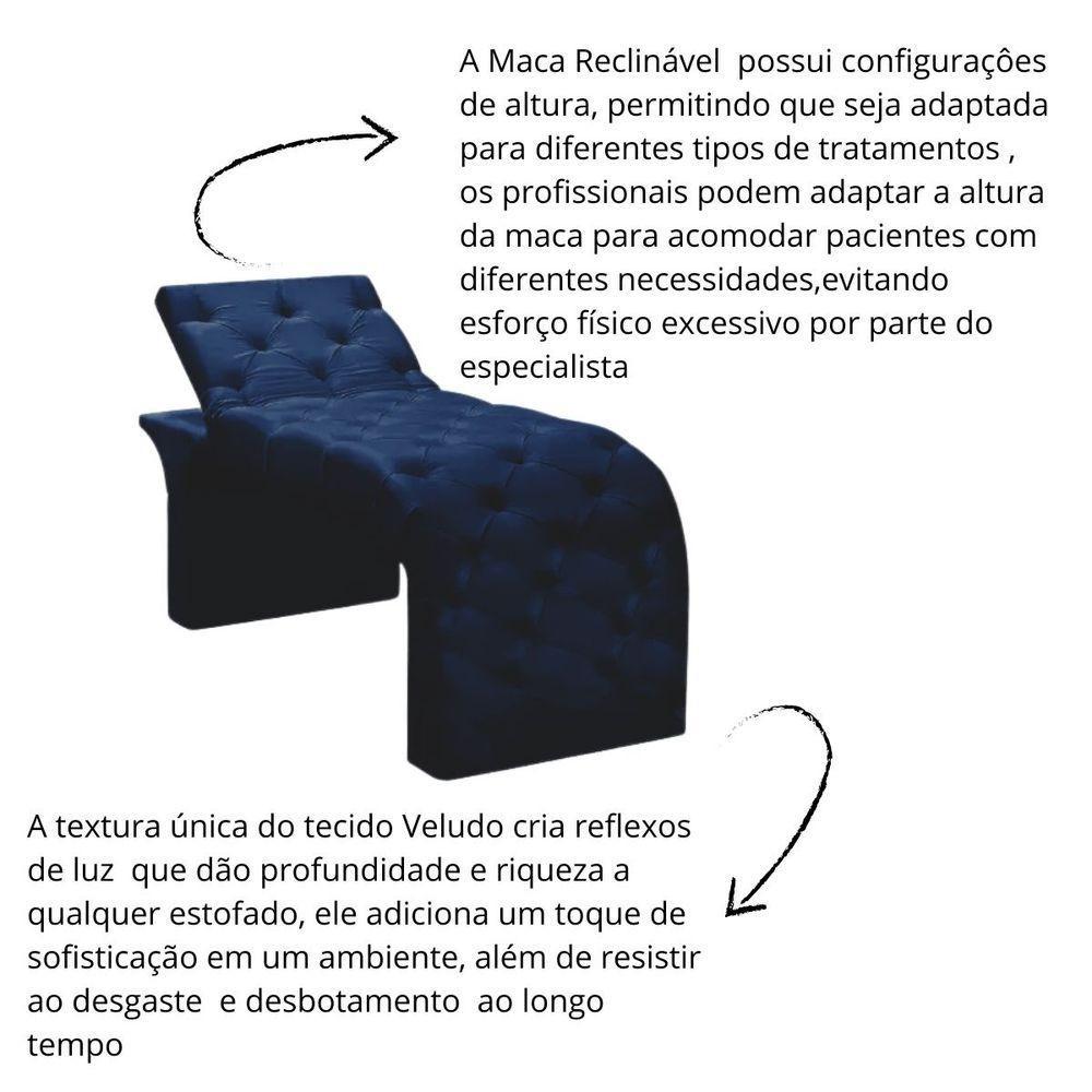 Maca Estofada Estética Cílios Regulável Spa Veludo Eloísa Azul Marinho - 5