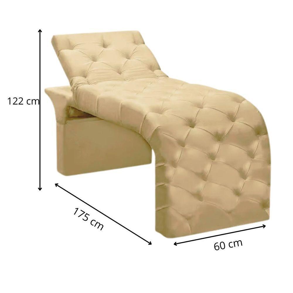 Maca Estofada Estética Cílios Regulável Spa Veludo Eloísa Bege - 3