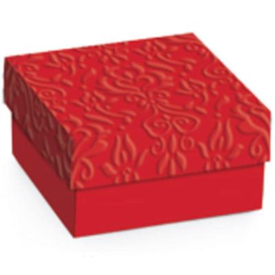 Kit Mini Caixa Quadrada Relevo Vermelho G 12x12x4cm - 50 Un