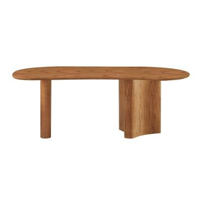 Mesa Solaris 220cm Tampo Orgânico Laminado Moderna Mobília Cinamomo / Imbuia Nat