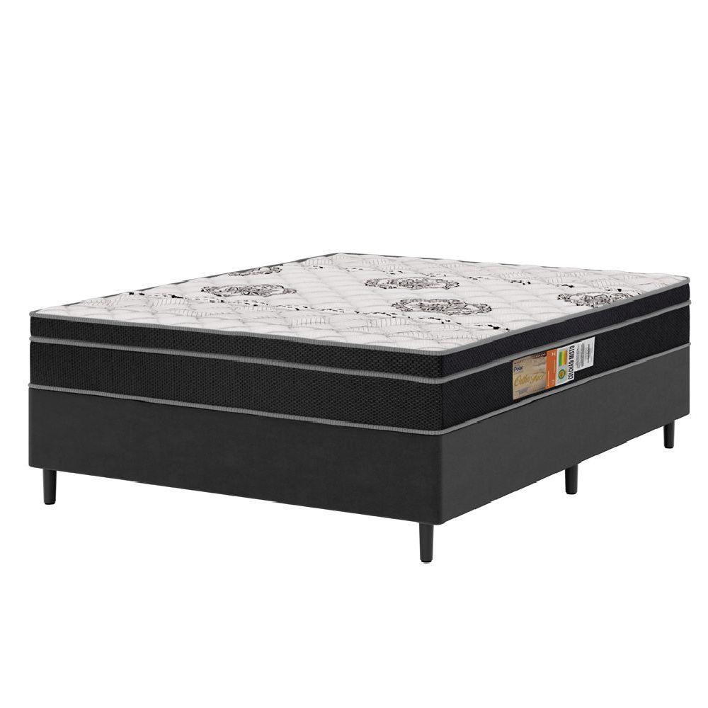 Cama Box Casal Colchão Espuma 138x188x63cm Orthoface Grafite Polar - 1