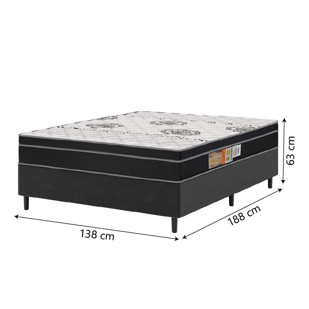 Cama Box Casal Colchão Espuma 138x188x63cm Orthoface Grafite Polar - 3