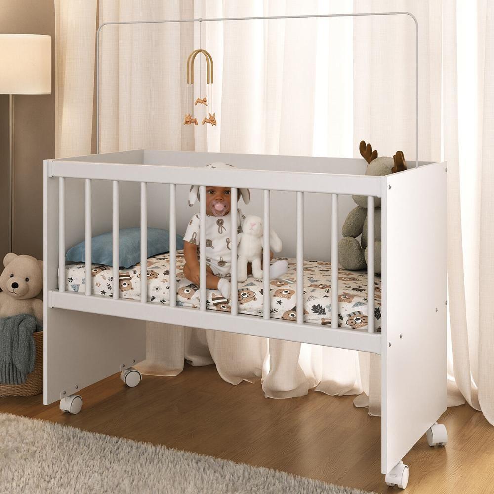Berço Reborn Com Colchão Incluso E Rodízios Multimóveis Mp4382c Branco - 1