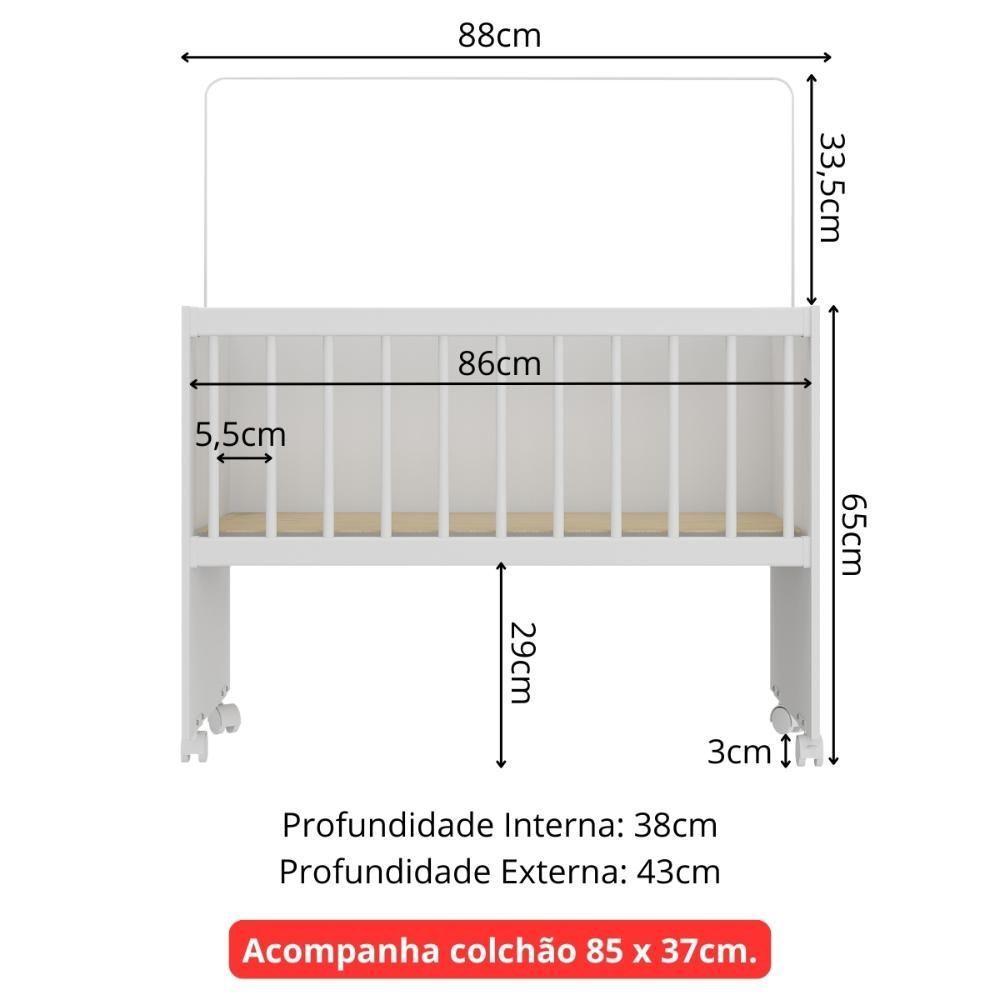 Berço Reborn Com Colchão Incluso E Rodízios Multimóveis Mp4382c Branco - 7