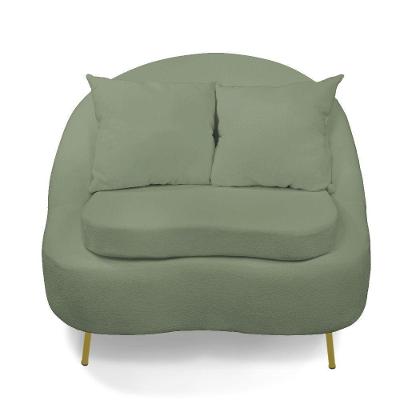 Poltrona Decorativa Orgânica Pé Ferro Dourado Zaya Bouclê Menta C05 - D\'rossi