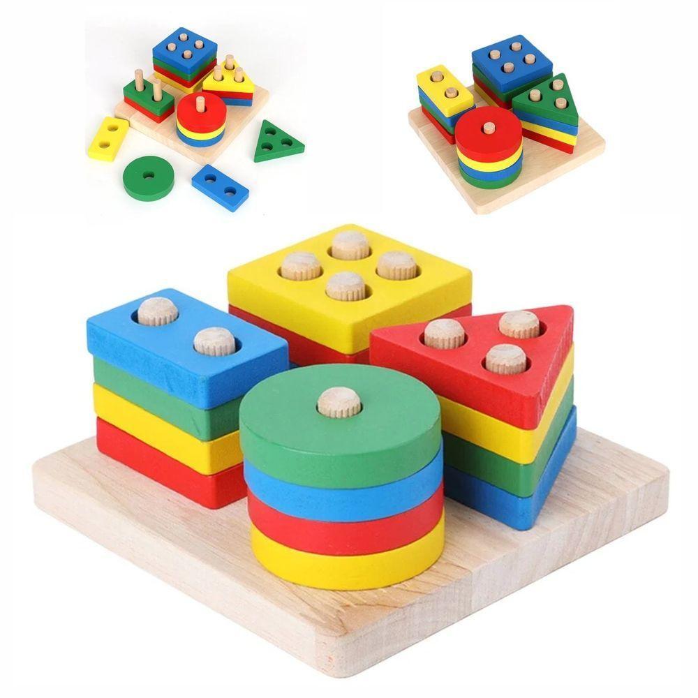 Brinquedo De Encaixe Educativo Formas Geométricas Montessori 16 Peças - 1