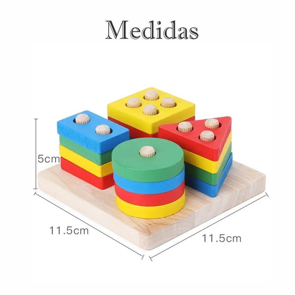 Brinquedo De Encaixe Educativo Formas Geométricas Montessori 16 Peças - 6