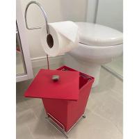 Kit 2 Lixeiras Com Suporte De Papel Higiênico - Stolf Vermelha + Vermelha - 2