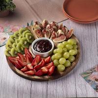 Petisqueira Redonda Queijos Madeira 5 Divisões Com Pote Molheira - Stolf - 2