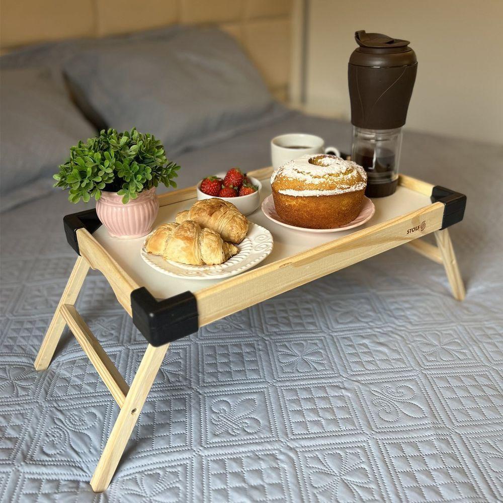 Mesa De Café Da Manhã Na Cama Dobrável Madeira - Stolf - 4
